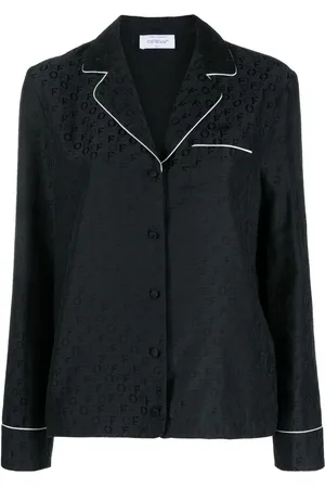 OFF-WHITE OFF WHITE logo-jacquard satin pyjama shirt - 40