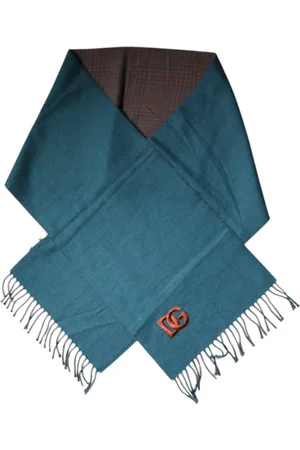 Dolce & Gabbana Blue Wool Fringes Wrap Shawl Scarf