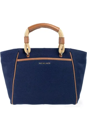 Michael Kors Talia Small Navy Cotton Canvas Tote Crossbody Purse