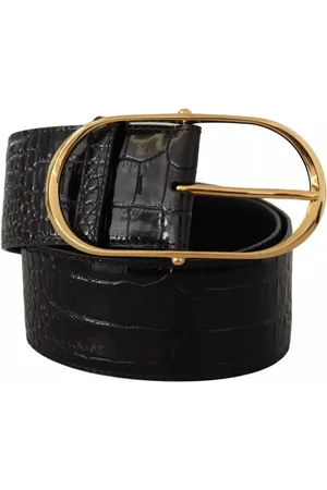 Dolce & Gabbana Wide Embossed Leather Gold Metal Buckle Belt - 80 cm / 32 Inches