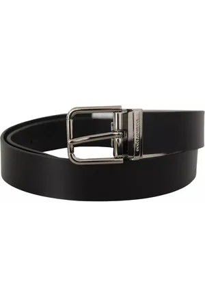 Dolce & Gabbana Calf Leather Logo Engraved Metal Buckle Belt - 85 cm / 34 Inches