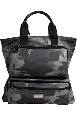 Dolce & Gabbana Gray Camo Cotton Multiple Compartments Tote Bag