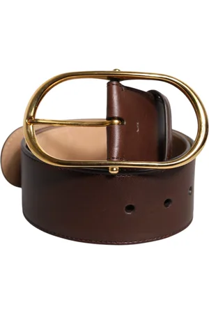Dolce & Gabbana Brown Leather Waist Gold Metal Buckle Belt - 70 cm / 28 Inches