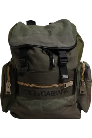 Dolce & Gabbana Military Green Patchwork School Backpack Bag
