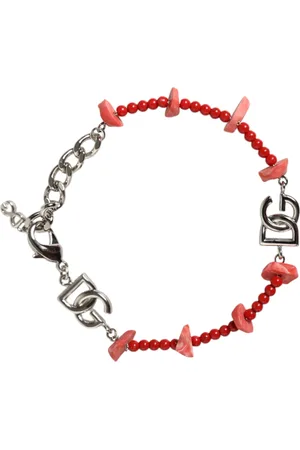 Dolce & Gabbana Tone Brass Beaded Resin DG Logo Chain Bracelet