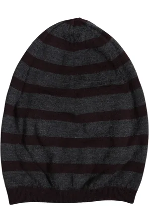 Dolce & Gabbana Gray Striped Wool Knitted Winter Beanie Hat