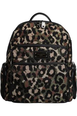 Dolce & Gabbana Multicolor Leopard Print DG Logo Plaque Men Backpack Bag