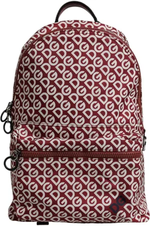 Dolce & Gabbana Red White DG Logo Print Nylon Travel Backpack Bag