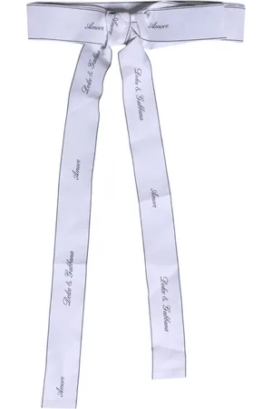 Dolce & Gabbana White Waist Ribbon Wide Bow Logo Belt - IT40|S