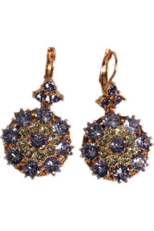 Dolce & Gabbana Earrings Brass Multicolor Floral Crystal Dangling Jewelry