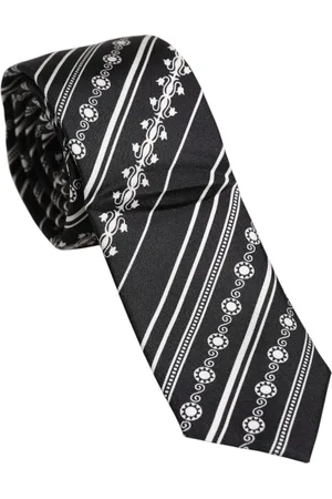 Dolce & Gabbana White Stripes Silk Adjustable Necktie Tie