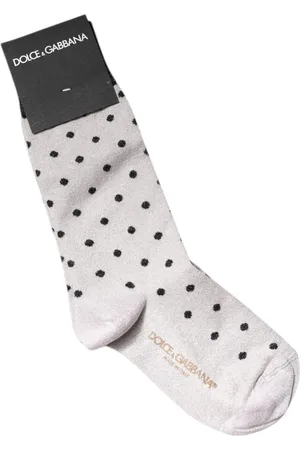 Dolce & Gabbana Gray Viscose Stretch Dotted Socks - S