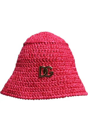 Dolce & Gabbana Red Cotton Crochet DG Logo Bucket Hat