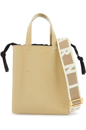 Marni Leather shopping bag with short handles and shoulder strap - OS