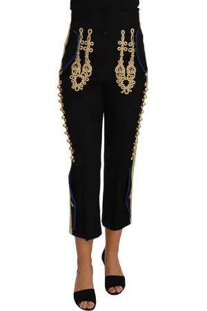 Dolce & Gabbana Elegant Military Embellished Pants - IT38|XS