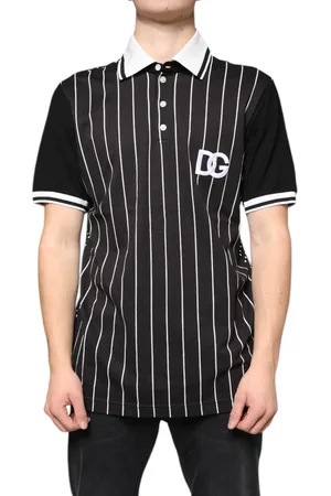 Dolce & Gabbana Black White Stripes Collared Polo T-shirt - IT54 | XL