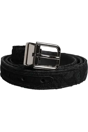 Dolce & Gabbana Black Cotton Blend Silver Metal Buckle Belt - 110 cm / 44 Inches