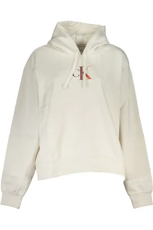 Calvin Klein Chic White Fleece Hooded Sweatshirt - XL