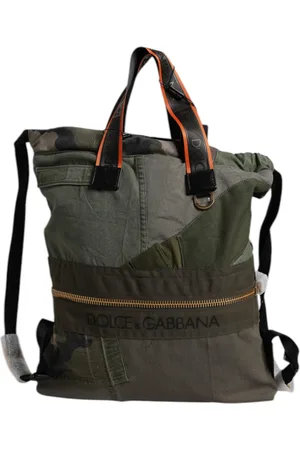 Dolce & Gabbana Military Green Patchwork Rucksack Backpack Bag