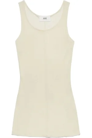 Ami U-neck semi-sheer tank top - XS