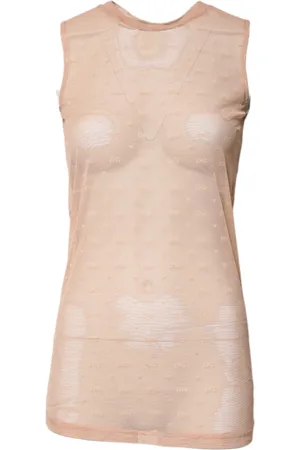 Dolce & Gabbana Beige Nylon Logo Monogram Sleeveless Tank Top - IT2 | S