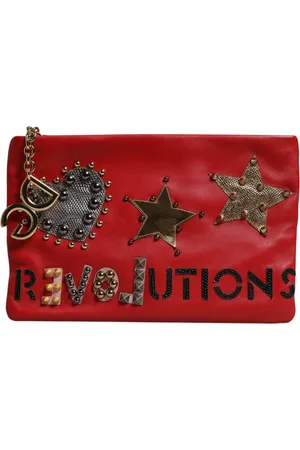 Dolce & Gabbana Red Revolutions Embellished Leather Clutch Bag