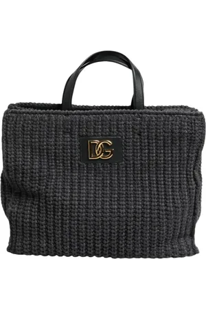 Dolce & Gabbana Large Knitted Crochet Shoulder Shopper DG Logo Bag