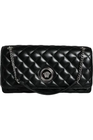 VERSACE Quilted Lambskin Leather Crossbody Shoulder Bag