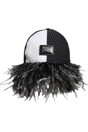 Dolce & Gabbana White Black Polka Dot Feathers Baseball Cap - 56 cm|XS