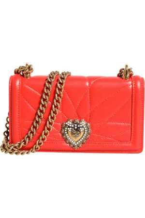 Dolce & Gabbana Red Leather Quilted Devotion Crossbody Phone Cover Bag