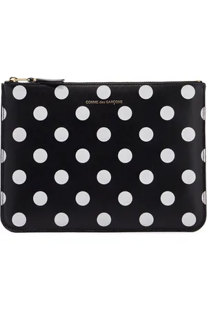 Comme des Garçons Compact leather unisex wallet with white dots and zip - OS
