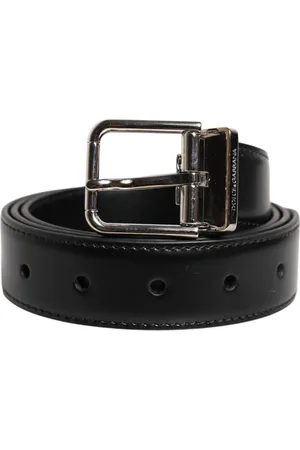 Dolce & Gabbana Black Calf Leather Silver Metal Buckle Belt - 90 cm / 36 Inches