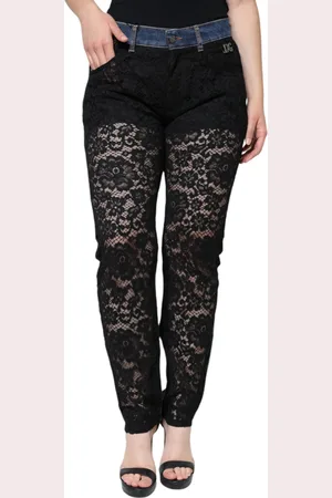 Dolce & Gabbana Floral Lace Front Skinny Denim Jeans - IT44 | L