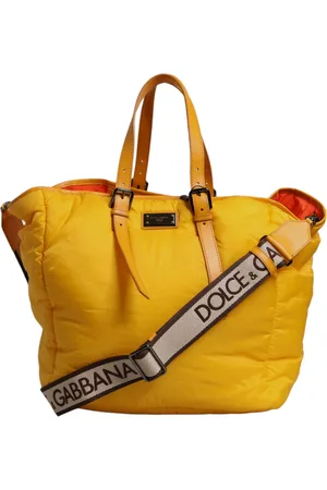 Dolce & Gabbana Yellow Orange Nylon Logo Plaque Hand Shoulder Duffle Bag