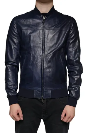 Dolce & Gabbana Lambskin Leather Full Zip Biker Jacket - IT48 | M