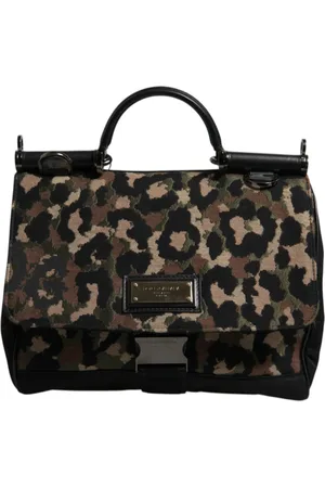 Dolce & Gabbana Leopard Print Lacquard Nylon Sicily Tote Bag