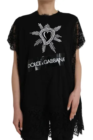 Dolce & Gabbana Sacred Heart Print Cotton Lace T-shirt - IT42|M