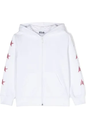 Golden Goose Star-print zipped hoodie - 6 WHITE/ GOLD PINK