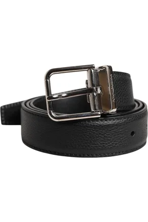 Dolce & Gabbana Black Leather Silver Metal Buckle Belt - 95 cm / 38 Inches
