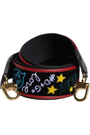 Dolce & Gabbana Black Cotton Printed Bag Shoulder Strap