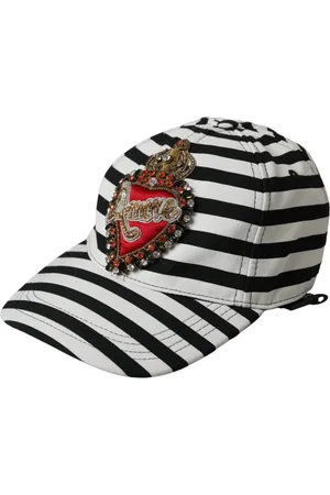 Dolce & Gabbana White Stripe Amore Heart Applique Baseball Hat - 57 cm|S