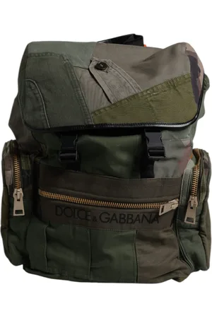 Dolce & Gabbana Military Green Patchwork Travel Backpack Bag