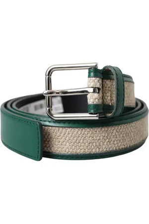 Dolce & Gabbana Green Leather Weaved Metal Buckle Belt - 90 cm / 36 Inches
