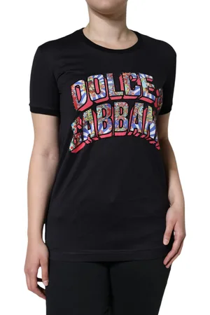 Dolce & Gabbana Cotton Logo Print Round Neck T-shirt - IT36 | XS
