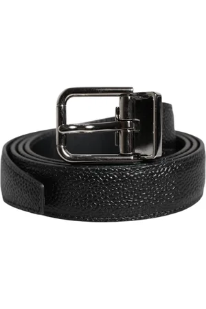 Dolce & Gabbana Black Calf Leather Classic Metal Buckle Belt - 85 cm / 34 Inches