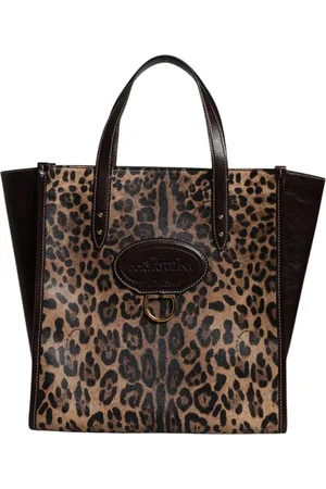 Dolce & Gabbana Brown Leopard Leather Shoulder Strap Tote Bag