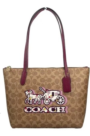 Coach Signature Canvas Fiona Zip Tote Bag