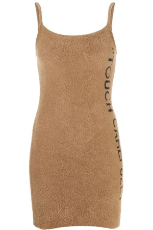 OFF-WHITE Slogan detail fuzzy mini dress - 40