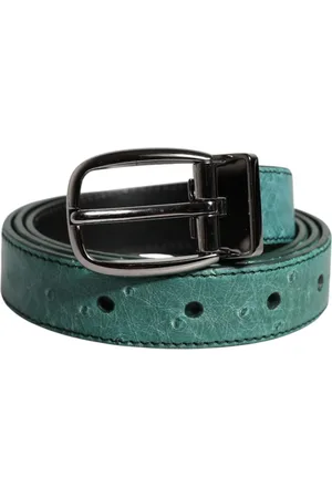 Dolce & Gabbana Green Leather Silver Tone Metal Buckle Belt - 85 cm / 34 Inches