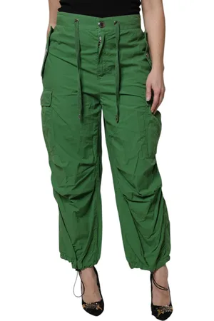 Dolce & Gabbana Green Cotton High Waist Cargo Pants - IT40|S